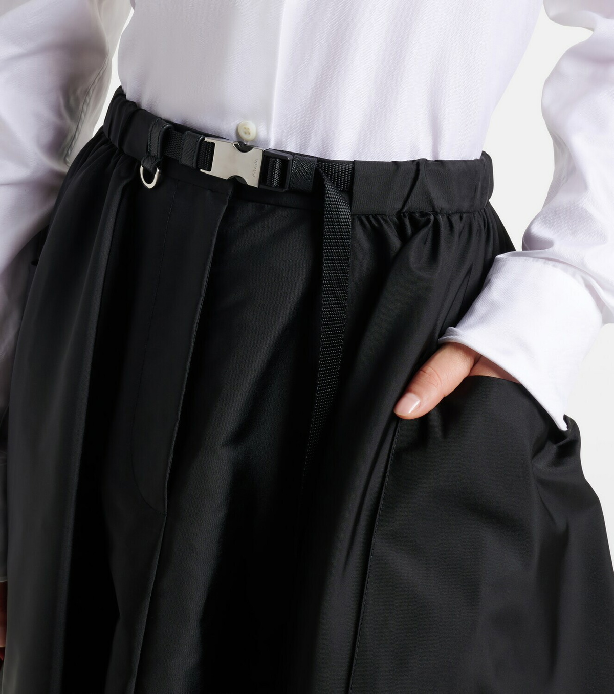 Prada Re-Nylon belted midi skirt