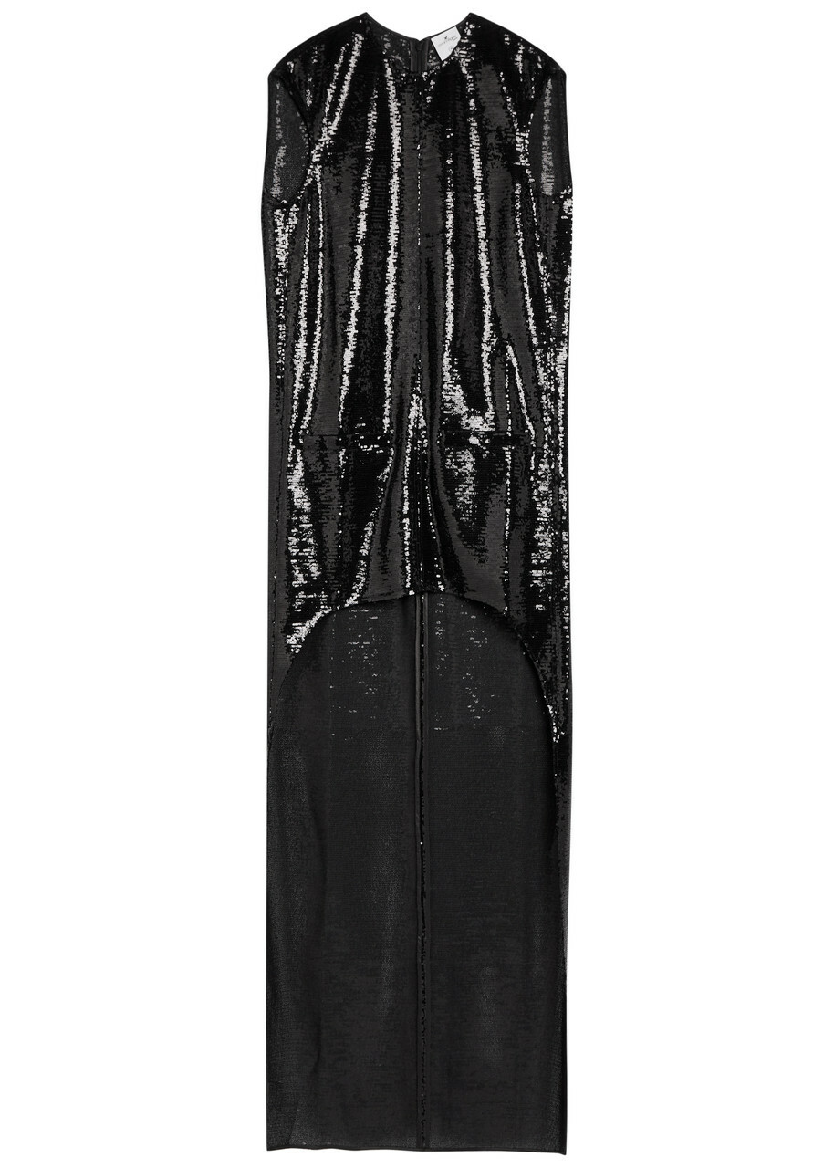 Courrèges Sequin-embellished Tulle Mini Dress Black