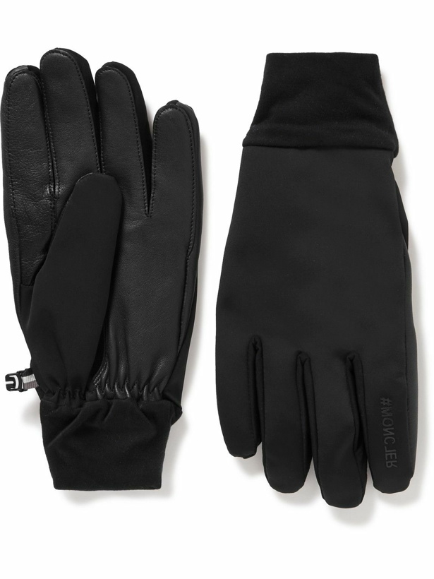 Photo: Moncler Grenoble - Logo-Print Leather-Trimmed Padded Shell Gloves - Black