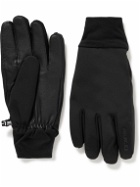 Moncler Grenoble - Logo-Print Leather-Trimmed Padded Shell Gloves - Black