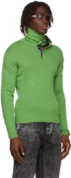 Y/Project Green & Navy Double Neck Knit Long Sleeve Polo