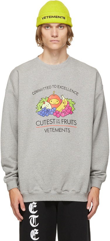 Photo: VETEMENTS Grey 'Cutest Of The Fruits' Sweatshirt