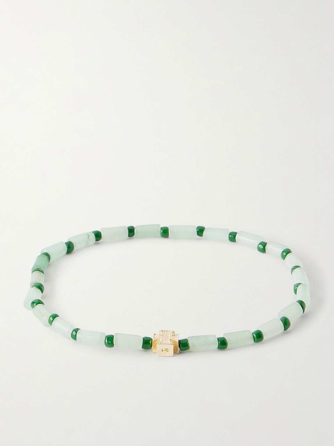 Luis Morais - 14-Karat Gold Aventurine Beaded Bracelet
