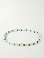 Luis Morais - 14-Karat Gold Aventurine Beaded Bracelet