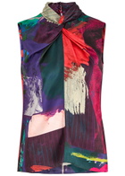 Roksanda Ava Printed Silk-satin top Multi Print