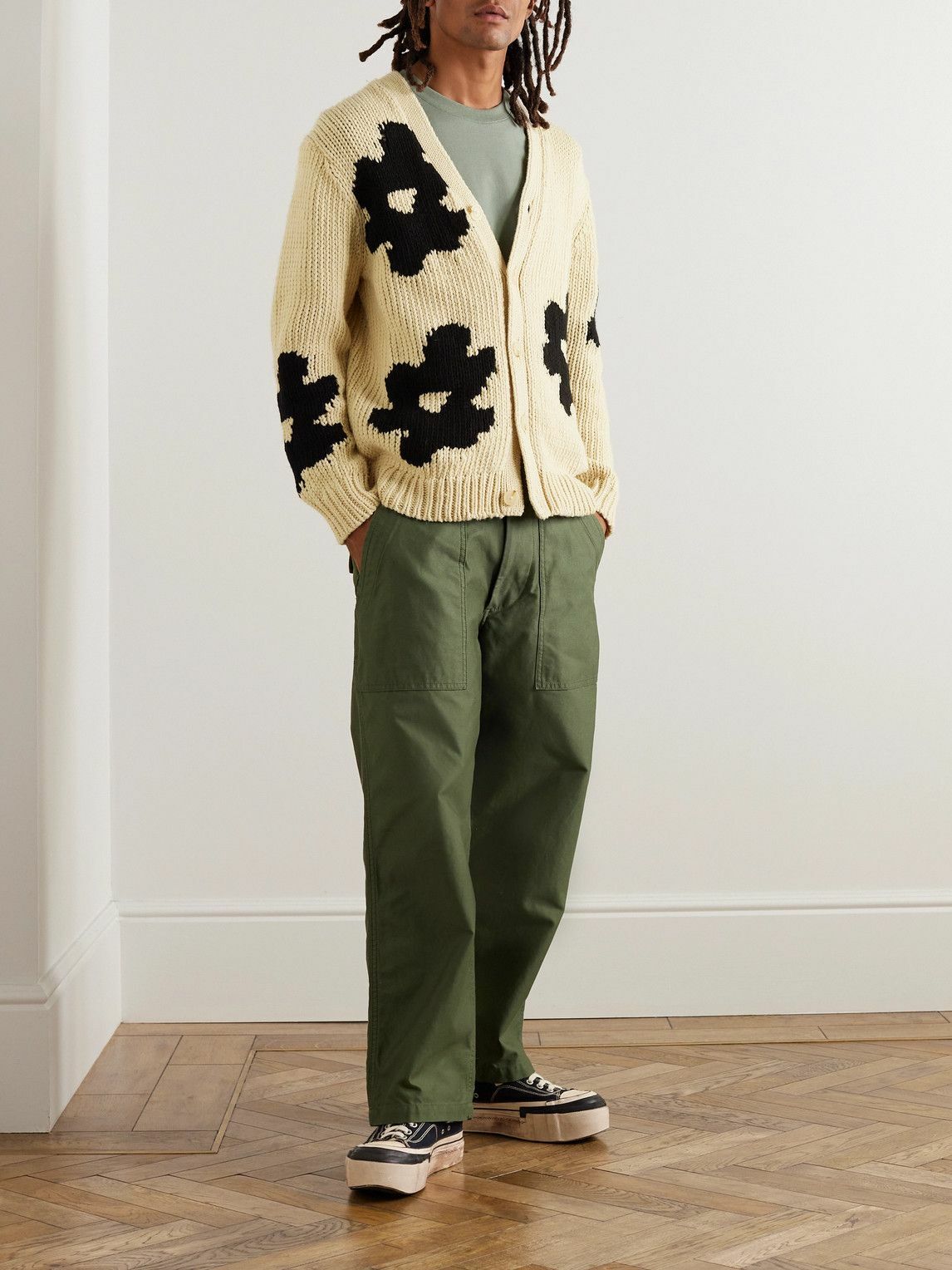 Malbon■(M)Jude knit Cardigan■送料込 JOHN MASON SMITH 24WKN-#514 3G KNIT DAMAGE CARDIGAN