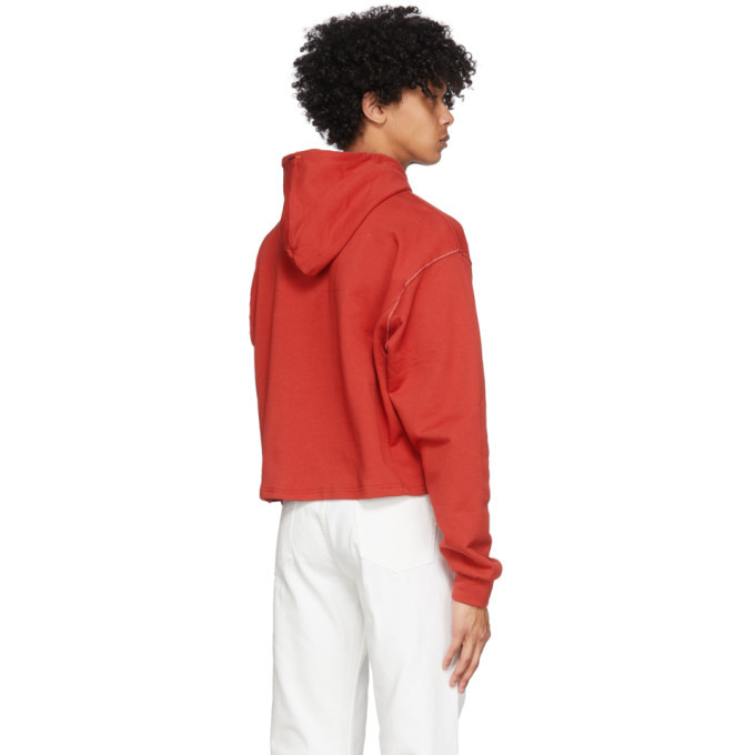 Pyer Moss Red Cropped Logo Hoodie