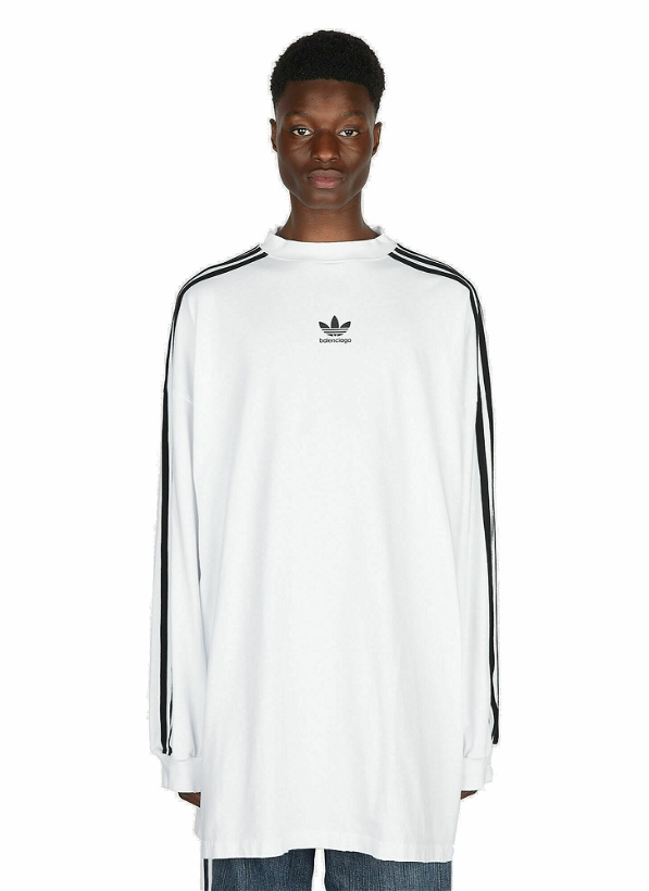Photo: adidas x Balenciaga - Logo Print Long Sleeve T-Shirt in White