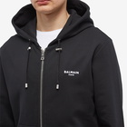 Balmain Men's Flock Zipped Hoody in Black/White