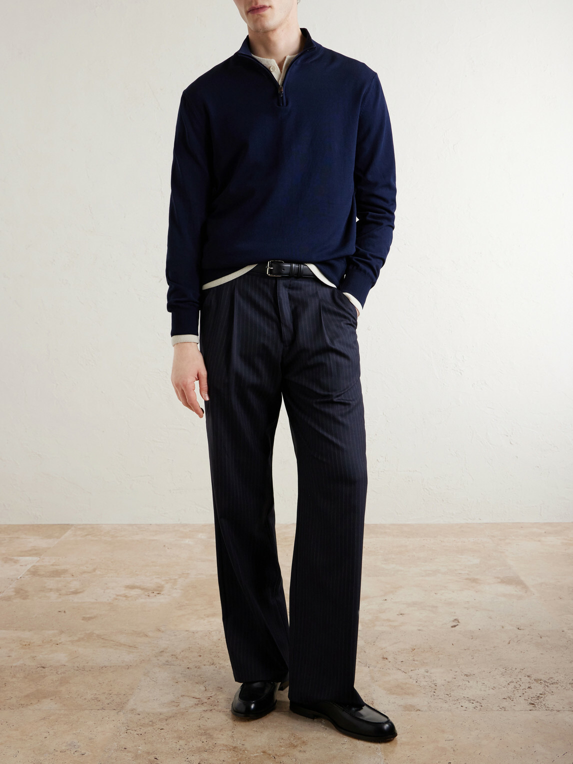 Canali - Cotton Half-Zip Sweater - Blue