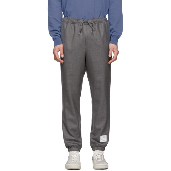 Photo: Thom Browne Grey Twill Track Trousers