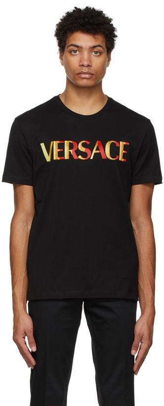 Photo: Versace Black Embroidered Logo T-Shirt