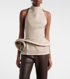 Magda Butrym Peplum floral-appliqué linen top