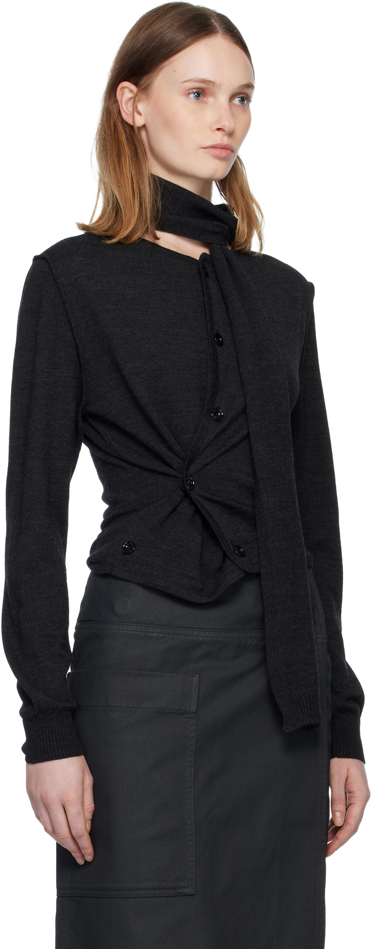 LEMAIRE Gray Twisted Cardigan