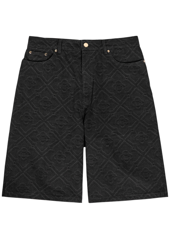 Photo: Casablanca Laser Monogram Denim Shorts Black
