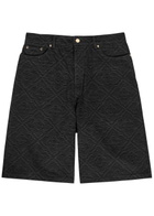 Casablanca Laser Monogram Denim Shorts Black