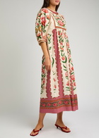 Farm Rio Ainika Printed Poplin Midi Dress Cream
