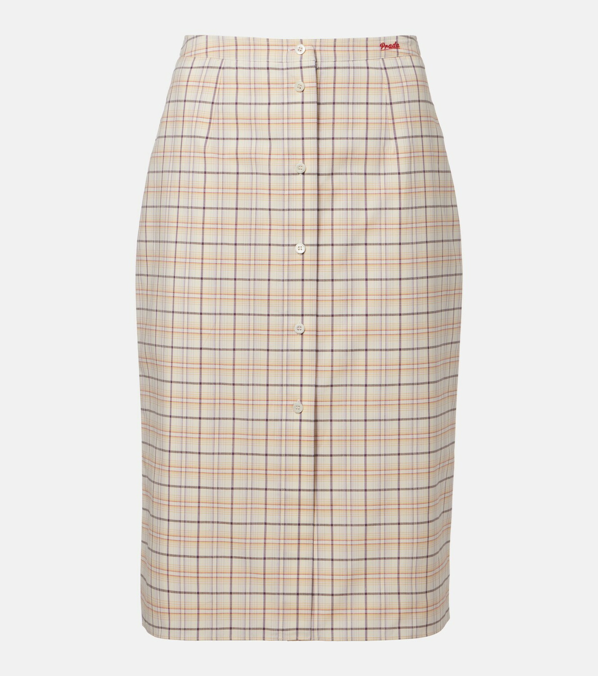 Prada Checked cotton poplin pencil skirt