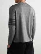 Thom Browne - Striped Wool-Blend Jersey T-Shirt - Gray