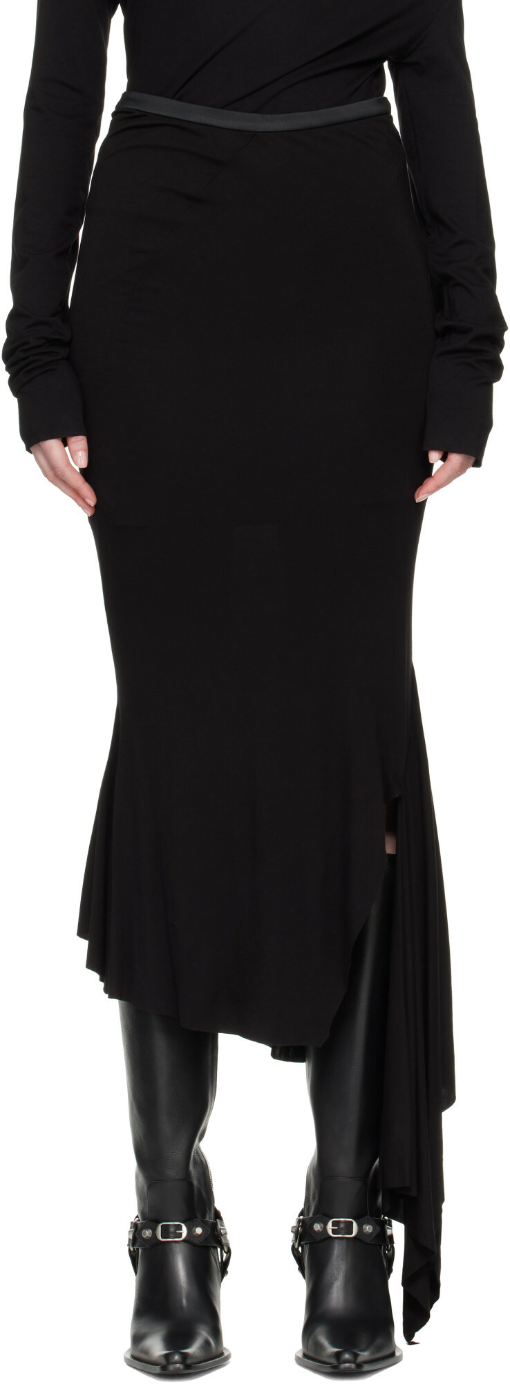 AARON ESH Black Fishtail Maxi Skirt