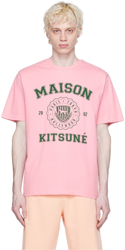 Photo: Maison Kitsuné Pink Hotel Olympia Edition Varsity T-Shirt