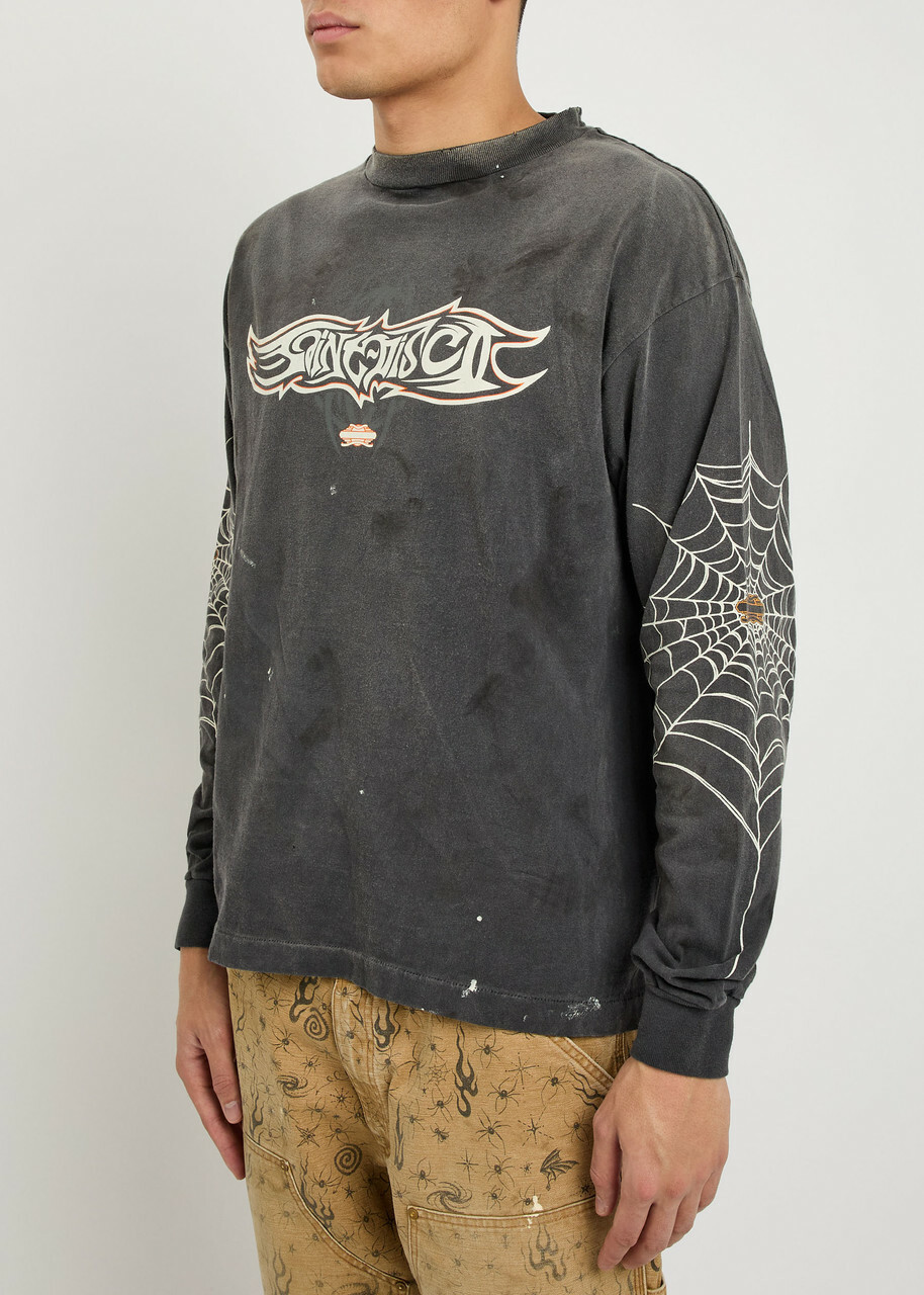 Saint Mxxxxxx Insanity Printed Cotton top Black