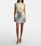 Rabanne Embellished cotton crochet top