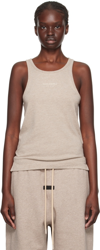 Photo: Fear of God ESSENTIALS Beige Bonded Tank Top