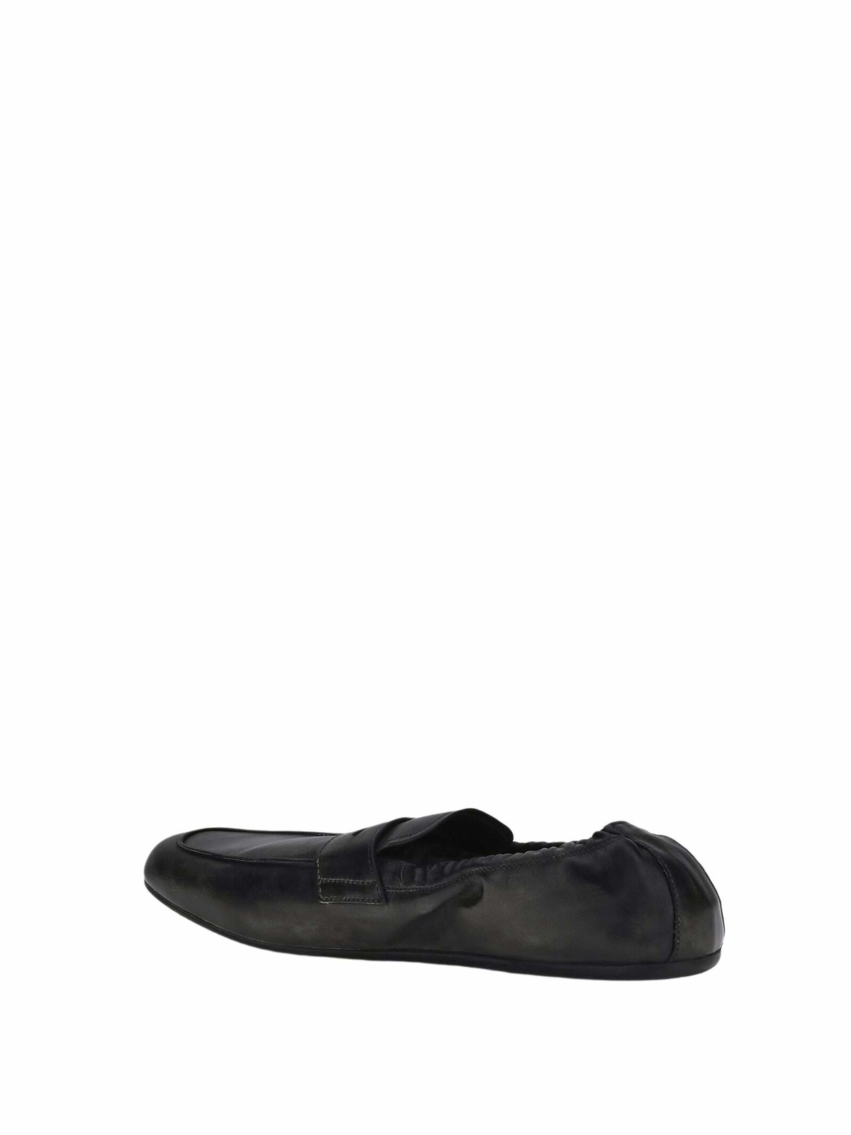PRADA 25S SHUFFLE LOAFERS IN BLACK CALFSKIN