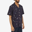 Paul Smith Men's Floral Print Short Sleeve Shirt in Blue