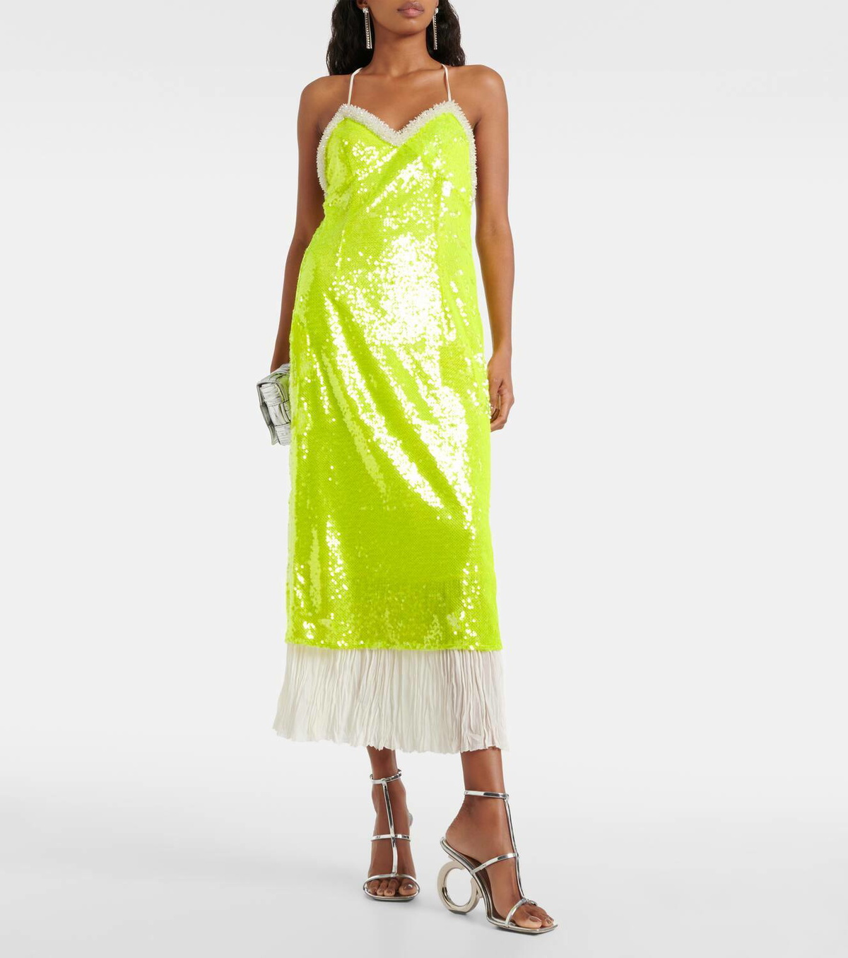 Xu Zhi Sequined organza midi dress