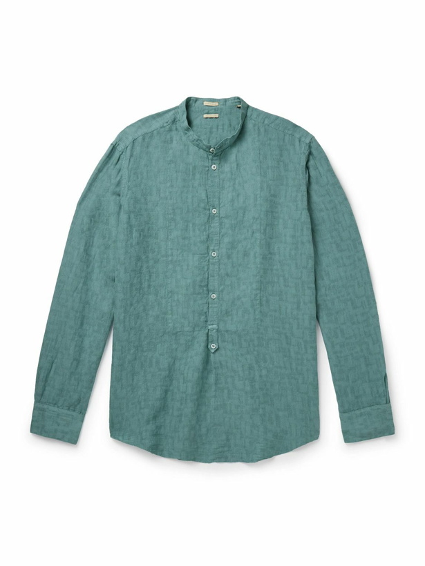 Photo: Massimo Alba - Kos Grandad-Collar Linen and Cotton-Blend Half-Placket Shirt - Green