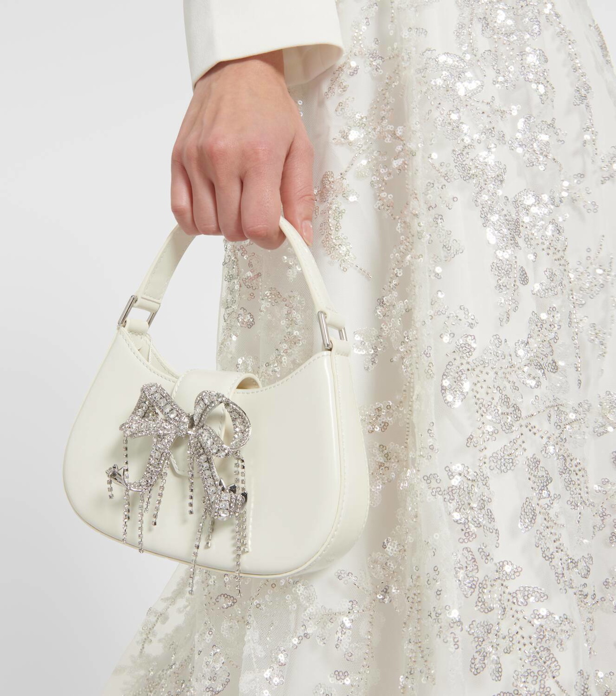 Self-Portrait Crescent embellished leather shoulder bag Self