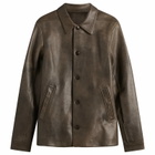 Rick Owens Men's Buttoned Leather Brad Jacket in Washed Black