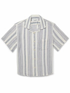 Corridor - Tallis Camp-Collar Striped Cotton-Gauze Shirt - Gray