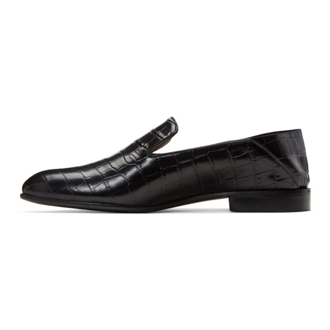 Alumnae Black Croc-Embossed Garconne Step Down Loafers