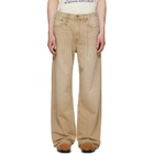R13 Beige Damon Pleated Jeans