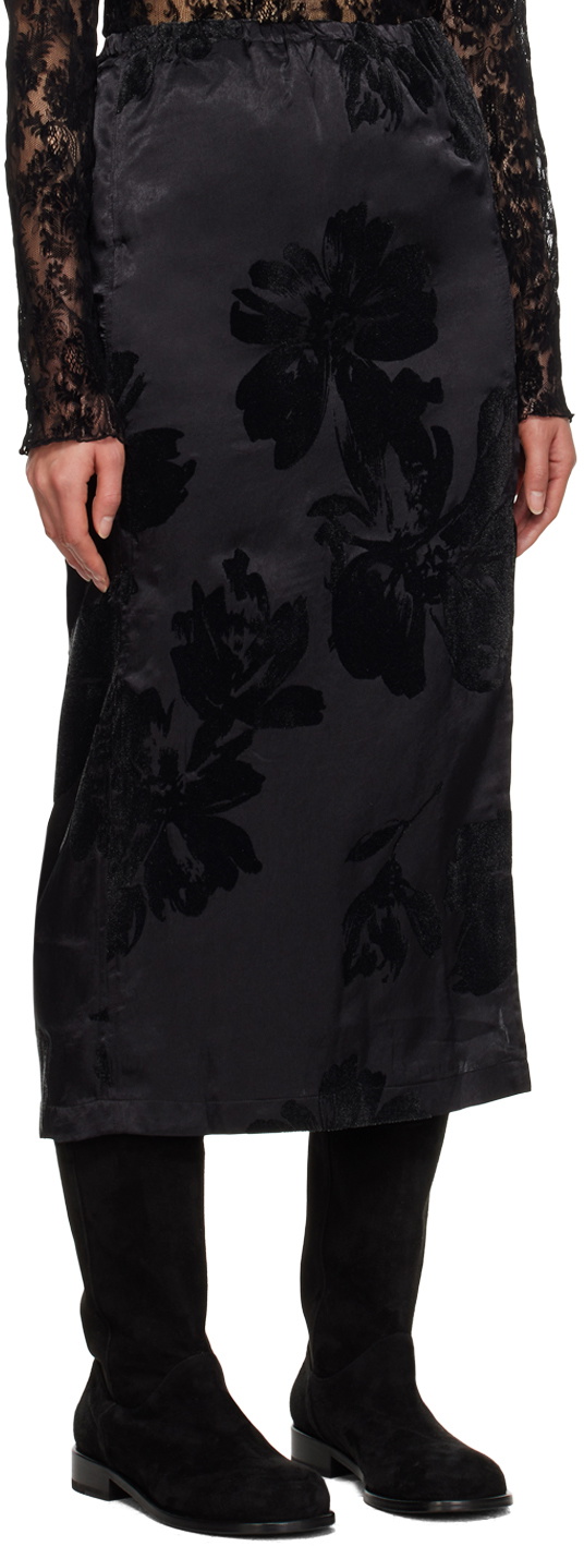 Youth Black Side-Slit Midi Skirt