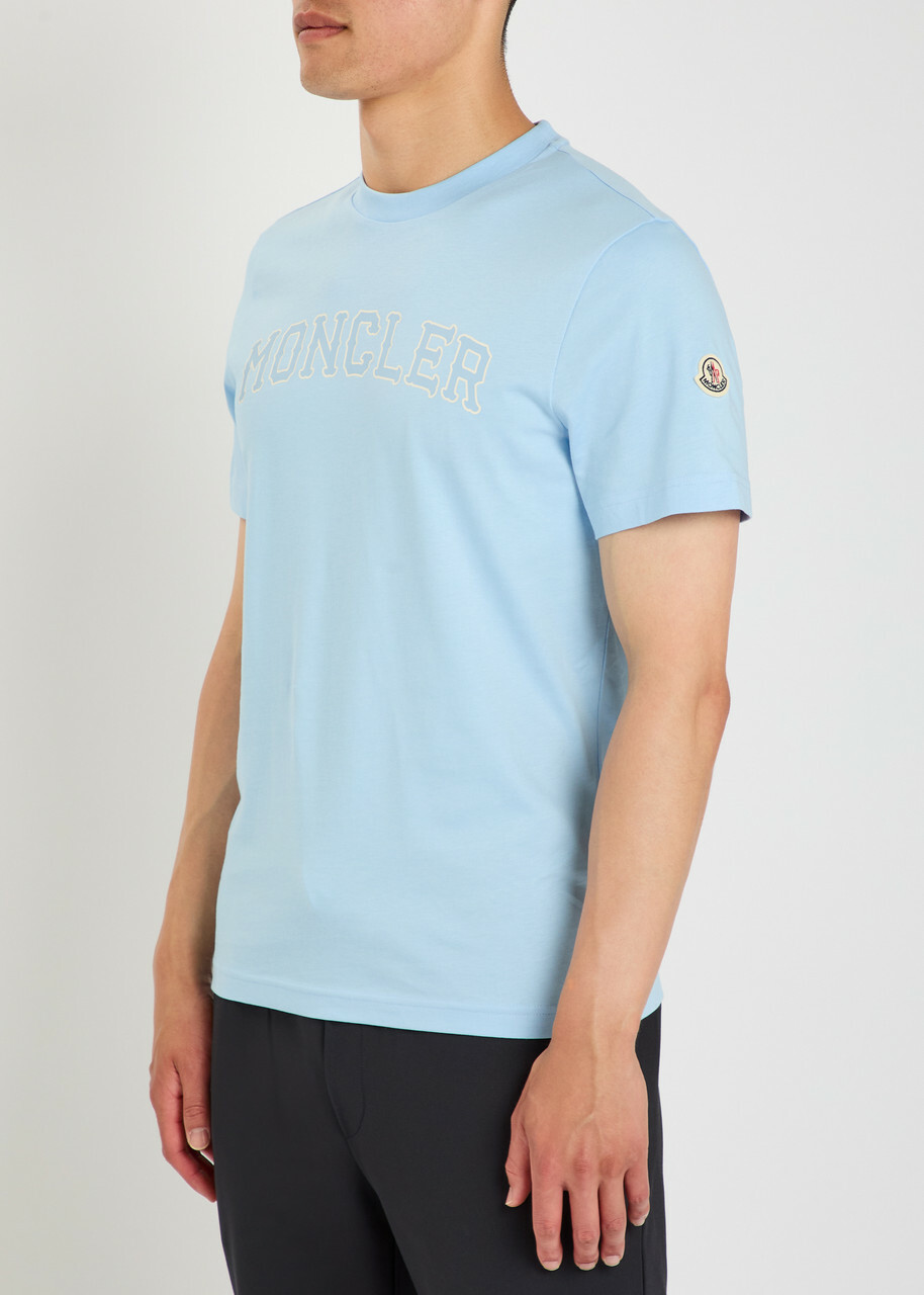 Moncler Logo-print Cotton T-shirt Light Blue