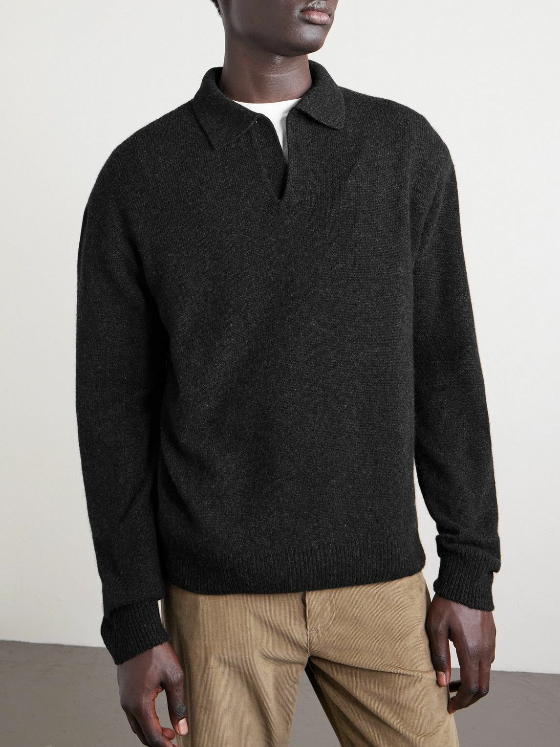 The Row - Leach Cashmere Polo Shirt - Black