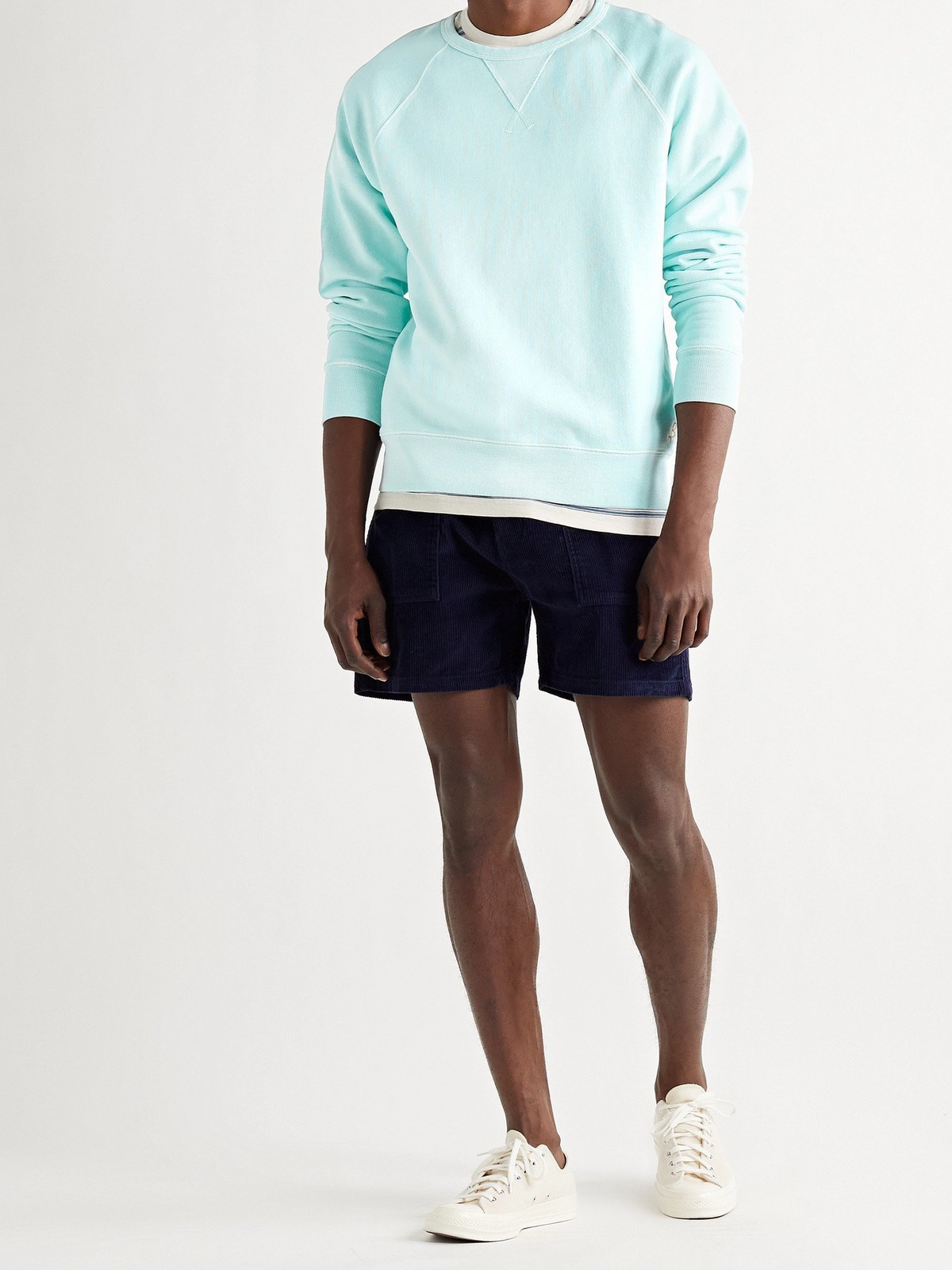BIRDWELL - Loopback Cotton-Jersey Sweatshirt - Blue