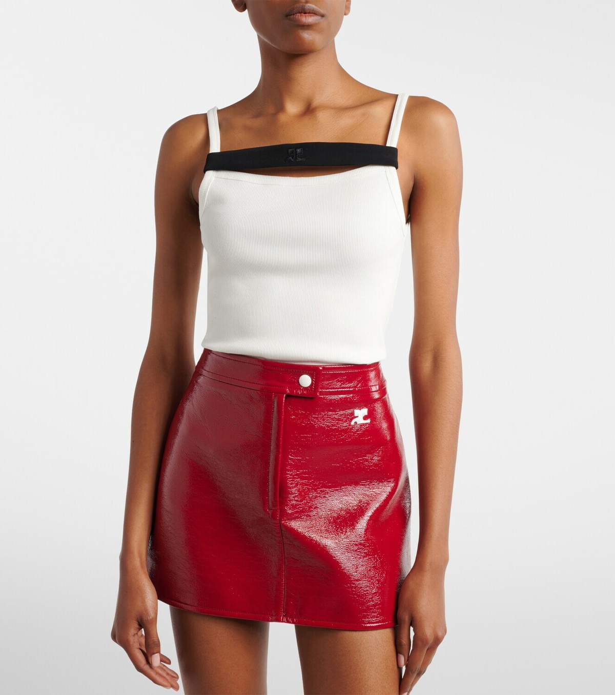 Courrèges Ribbed-knit cotton tank top