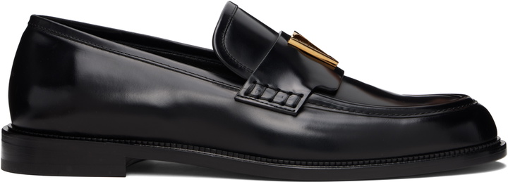 Photo: Versace Black 'V' Leather Loafers