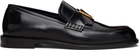 Versace Black 'V' Leather Loafers