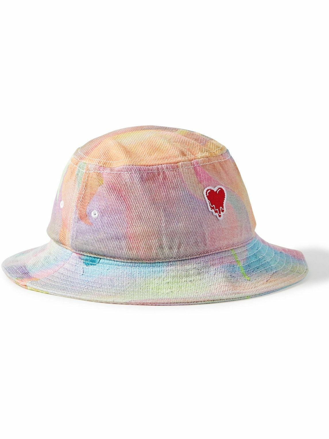 Photo: Emotionally Unavailable - So Youn Lee Stardust Logo-Appliquéd Tie-Dyed Denim Bucket Hat