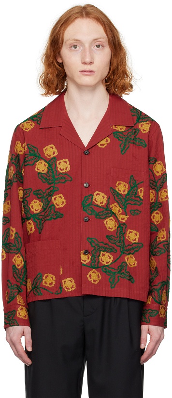 Photo: Bode Red Marigold Wreath Long Sleeve Shirt