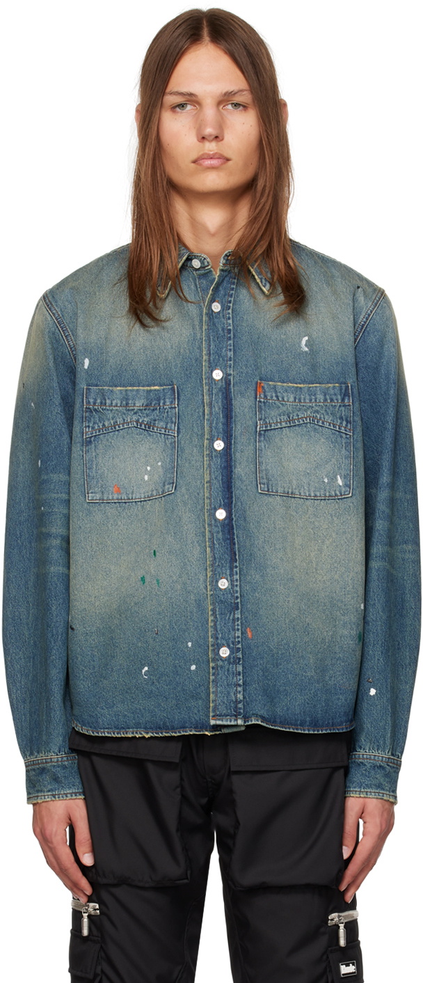 Rhude Indigo Faded Denim Shirt