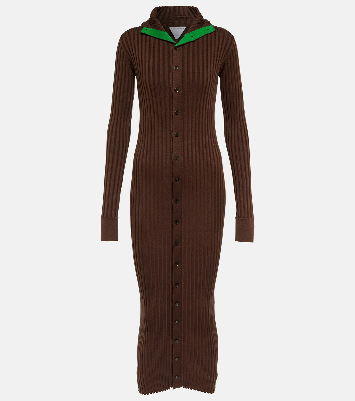 Bottega Veneta - Hooded ribbed-knit silk-blend dress Bottega