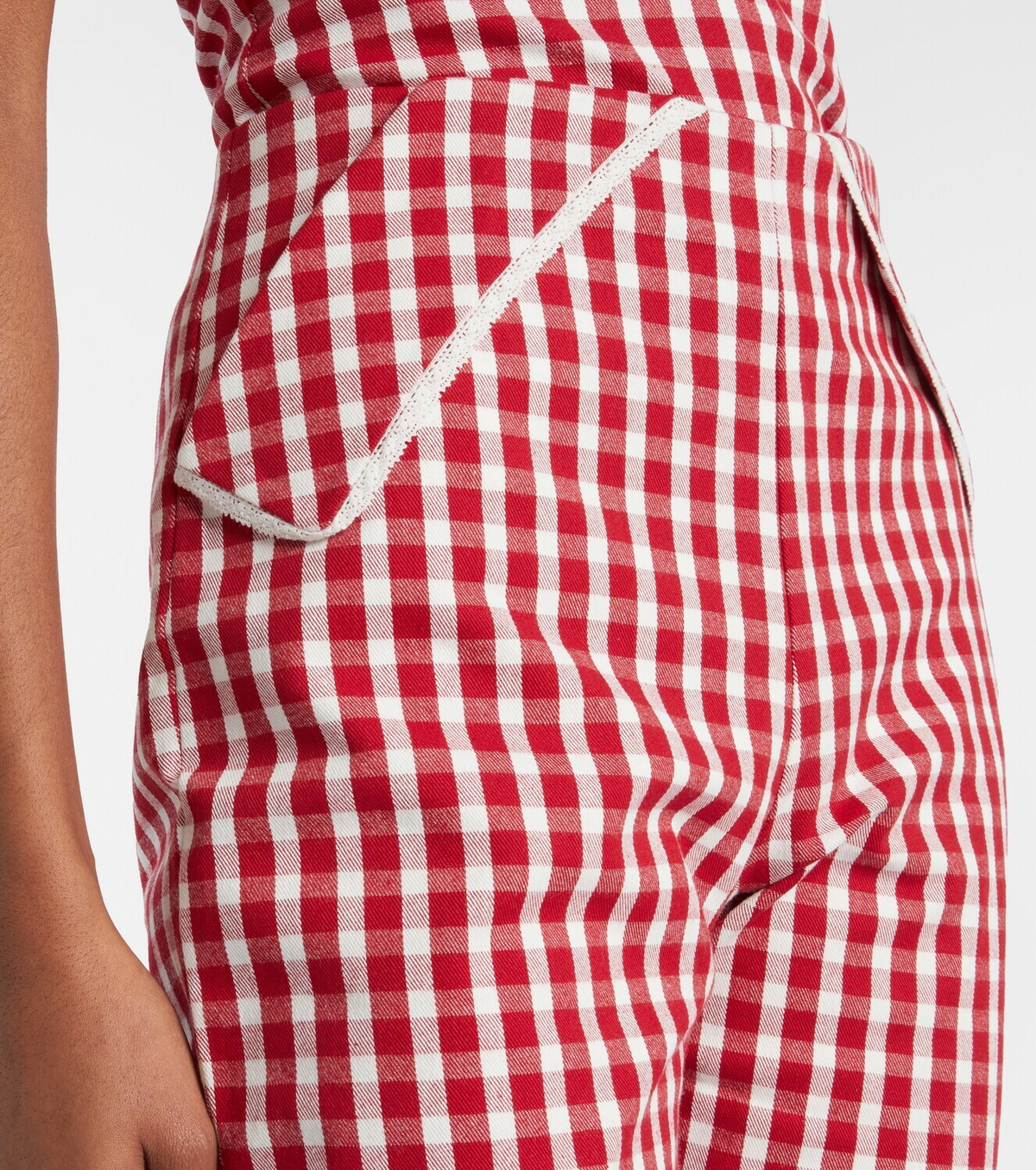 Posse Ebony gingham lace-trimmed cotton-blend capri pants