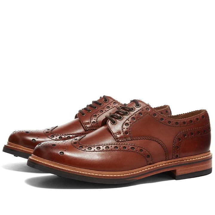 Photo: Grenson Men's Archie Dainite Sole Brogue in Tan Hand Painted